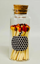 Load image into Gallery viewer, Fall Colored Matches 1.85&quot; 40+ Matches in glass bottle, pumpkin match striker, fall decor, color tipped matches, pumpkin decor, fall gifts
