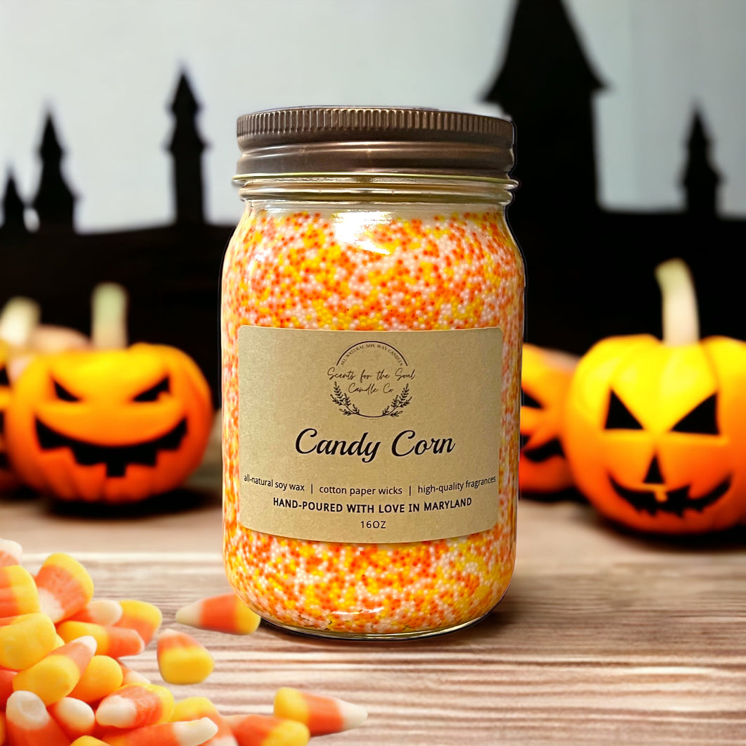 Candy Corn Candle 16oz, Soy wax candle, Halloween Candle