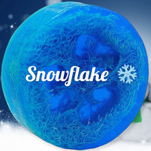 Load image into Gallery viewer, Snowflake Loofah Soap Bar 5oz- exfoliating loofah soap bar
