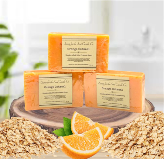 Orange Oatmeal bar Soap 4.5oz- Natural soap, Handcrafted Soap with oatmeal, Cold Process Soap, exfoliating soap, vegan soap