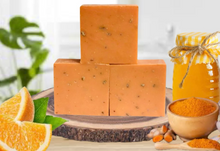 Load image into Gallery viewer, Turmeric Honey &amp; Orange Soap Bar 5oz- Organic Handmade Vegan Soap Bar With All Natural Ingredients
