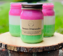 Load image into Gallery viewer, Watermelon Scented 16 oz soy wax mason jar candle
