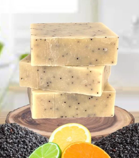 Men's Poppy Seed & Citrus Bar soap 5oz Organic Handmade Vegan Soap Bar With All Natural Ingredients