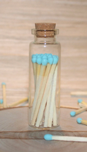 Load image into Gallery viewer, Blizzard baby blue colored Tipped matches 1.95&quot; Safety Matches |Glass Bottles Each with Cork Top, Striker &amp; 40 matches
