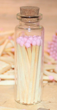 Load image into Gallery viewer, Pastel pink colored Tipped matches 1.95&quot; Safety Matches |Glass Bottles Each with Cork Top, Striker &amp; 40 matches
