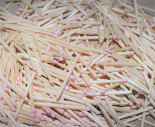Load image into Gallery viewer, Pastel pink colored Tipped matches 1.95&quot; Safety Matches |Glass Bottles Each with Cork Top, Striker &amp; 40 matches
