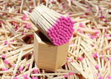 Load image into Gallery viewer, Hot Pink colored Tipped matches 1.95&quot; Safety Matches |Glass Bottles Each with Cork Top, Striker &amp; 40 matches
