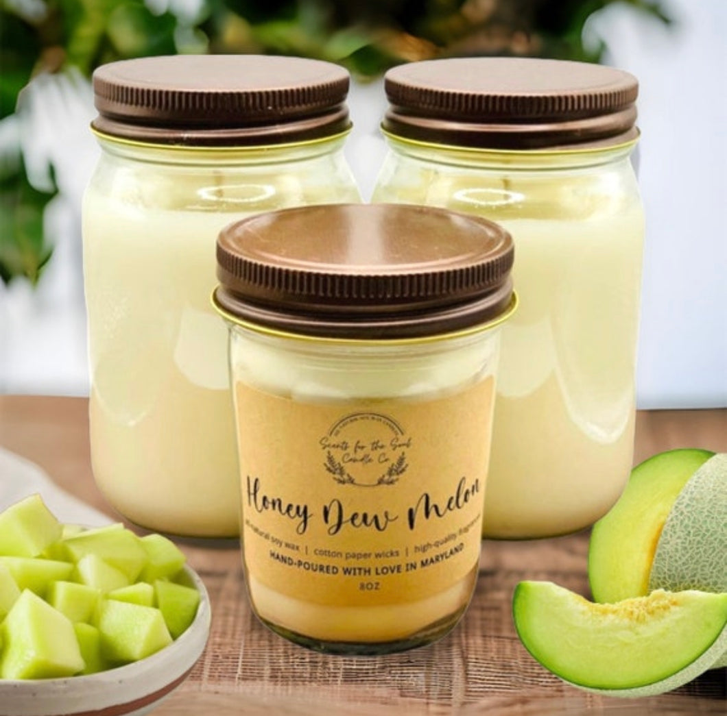 Honeydew Melon-Soy Wax Mason Jar Candle