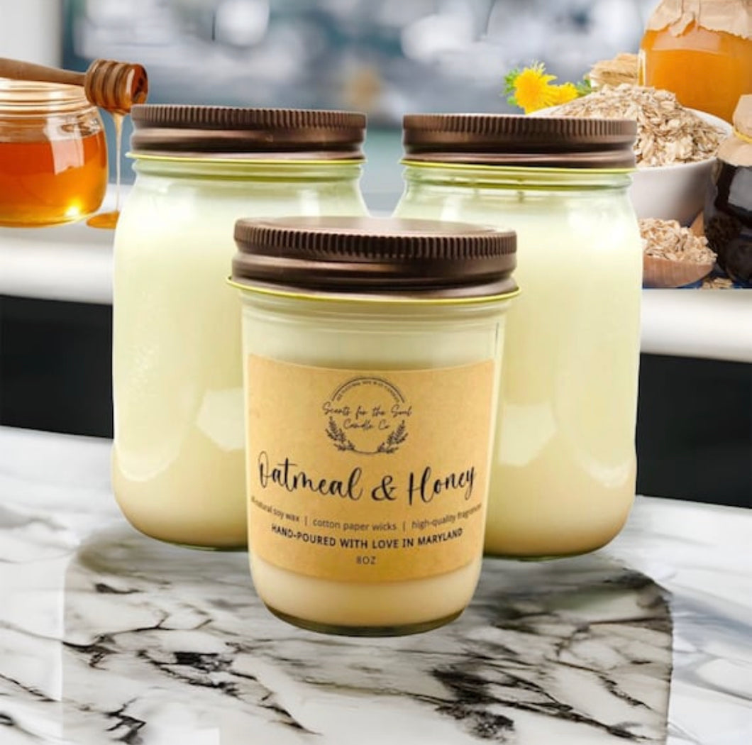 Oatmeal & Honey-Soy Wax Mason Jar Candle