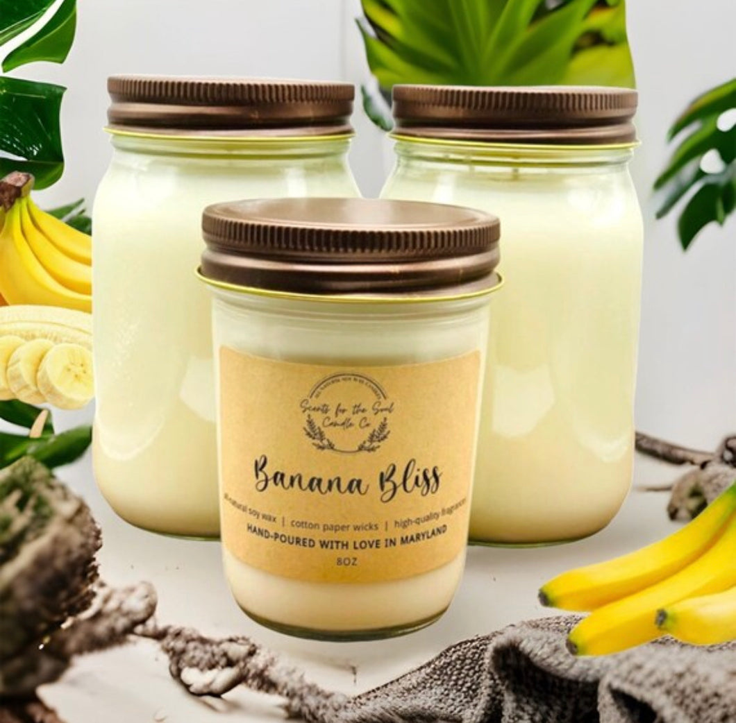 Banana Bliss-Soy Wax Mason Jar Candle