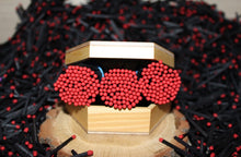 Load image into Gallery viewer, Red and Black colored Tipped matches 1.85&quot; Safety Matches |Glass Bottles Each with Cork Top, Striker &amp; 40 matches
